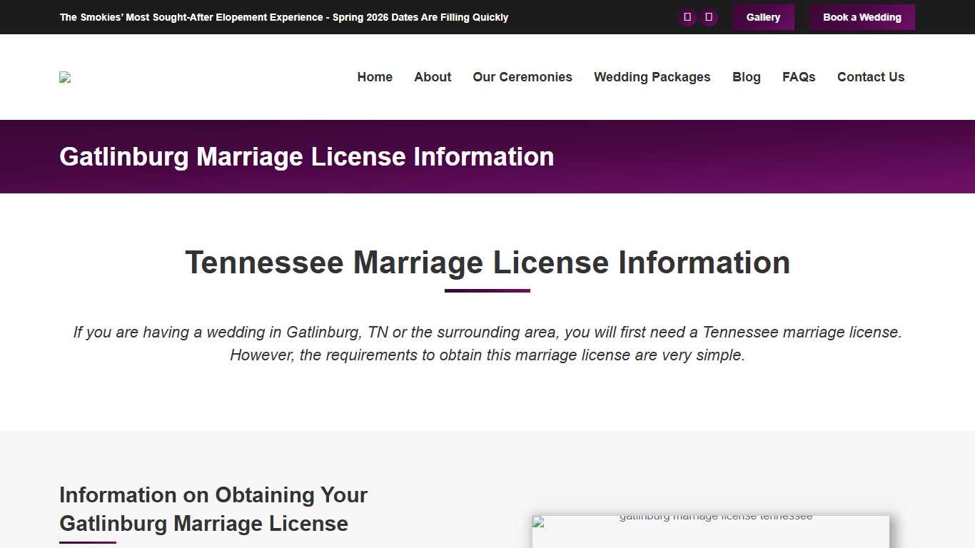 Gatlinburg Marriage License Information - Elope to Gatlinburg